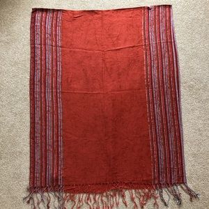 Burnt Orange Striped Pashmina Scarf